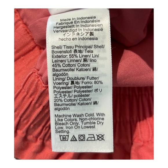 J. Crew Linen Blend Skirt Coral Orange Elastic Waist Pockets Women‎ Size Small - Picture 10 of 11